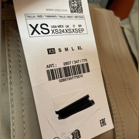 Zara Wide Leg Belted Full Length Gabardine Pants Khaki - Picture 10 of 11